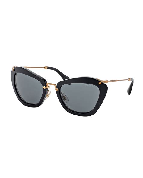 miu miu smu 01n|MIU MIU Cat Eye Acetate Sunglasses in Black SMU 01N.